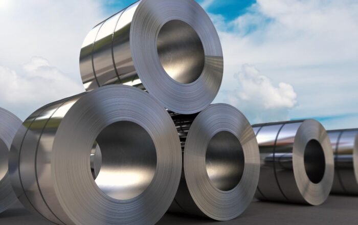 Steel coils in the yard